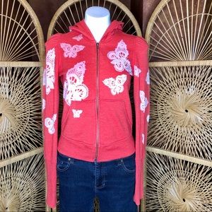 FREE PEOPLE Burnout Lace Butterfly Hoodie Small